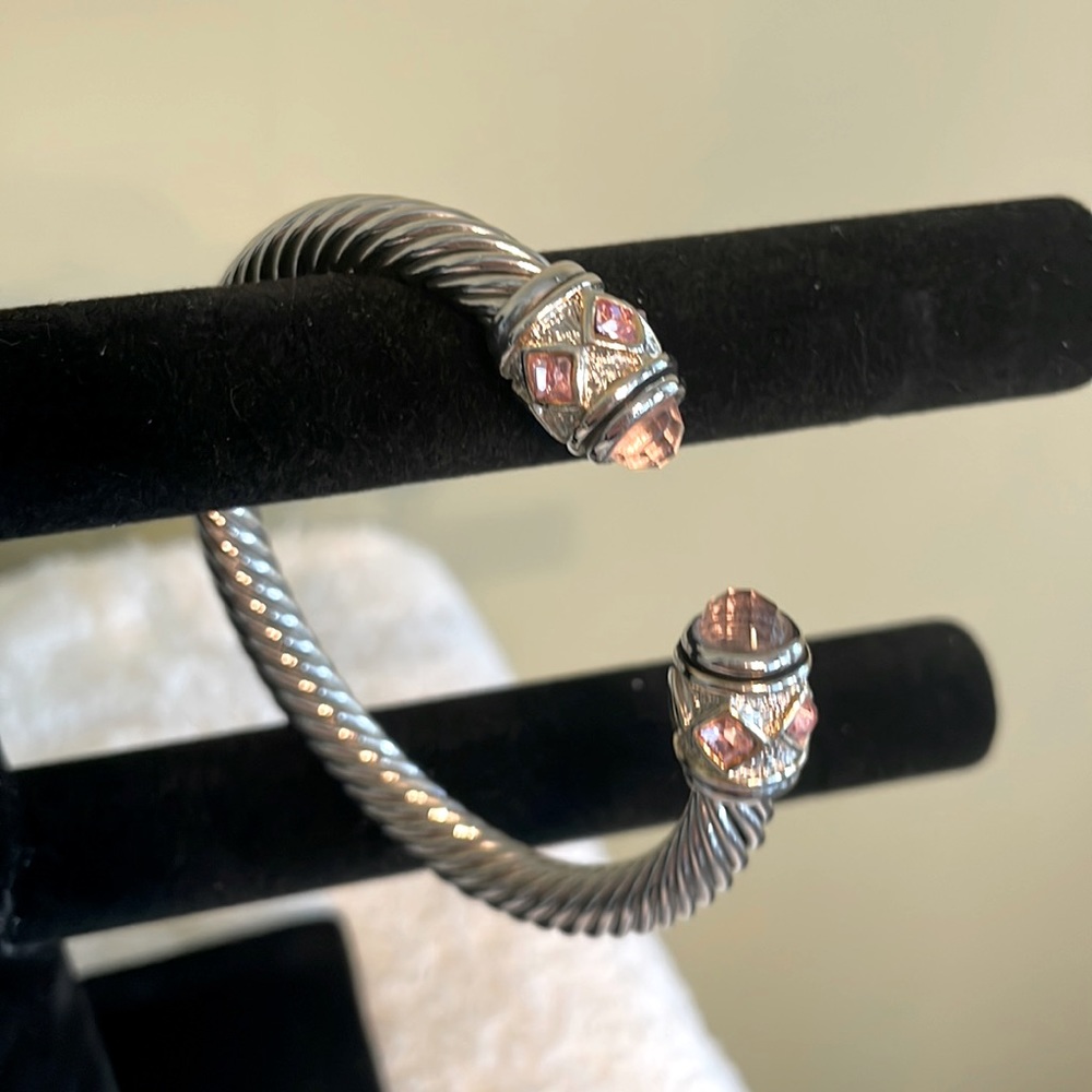 “Yurman INSPIRED” Cable Cuff Bracelet with Pink Stones
